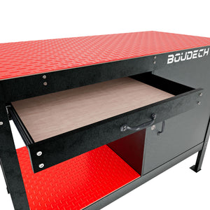 Manny - Banco da Lavoro 120x60 cm con Cassetto 1 Anta e 1 Ripiano in Metallo Nero