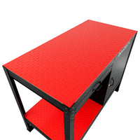 Manny - Banco da Lavoro 120x60 cm con Cassetto 1 Anta e 1 Ripiano in Metallo Nero