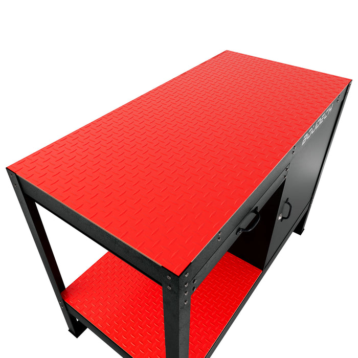 Manny - Banco da Lavoro 120x60 cm con Cassetto 1 Anta e 1 Ripiano in Metallo Nero