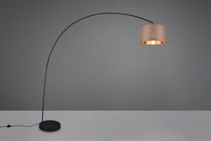 MANSUR PIANTANA METALLO NERO AD ARCO CON PARALUME TORTORA ED ORO H. 200CM 1 LUCE ATTACCO E27