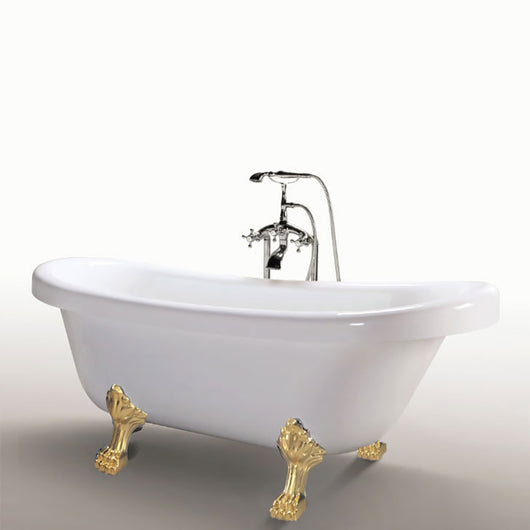 Vasca freestanding vintage 170 x 80 cm con piedi oro con rubinetto - Margherita
