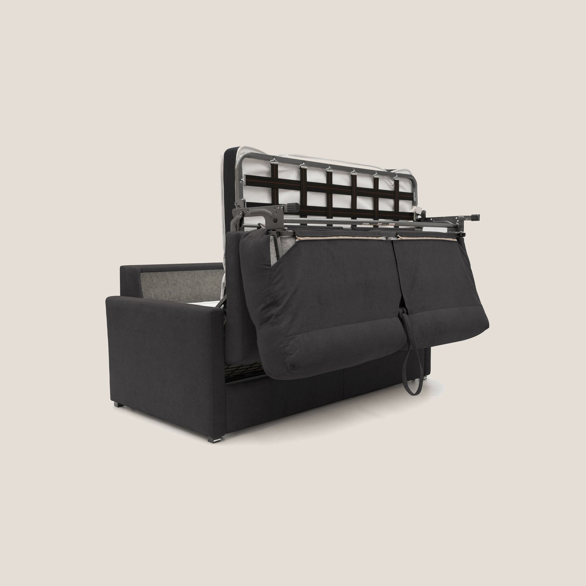 Divano Letto 2 Posti 176x102x97 cm in Tessuto Nero