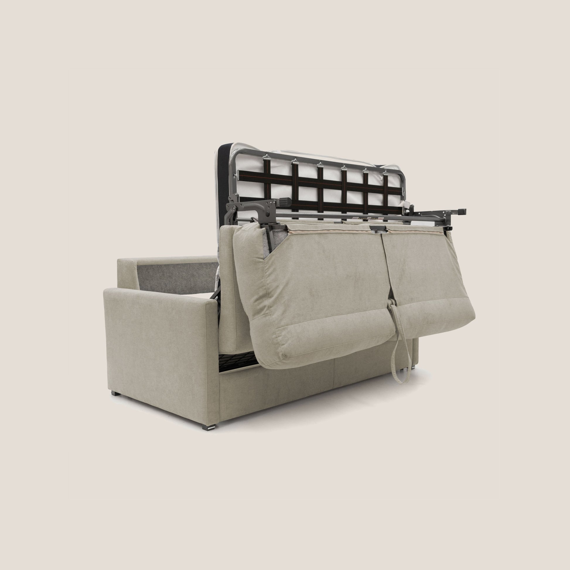 Divano Letto 3 Posti 196x102x97 cm in Tessuto Panna