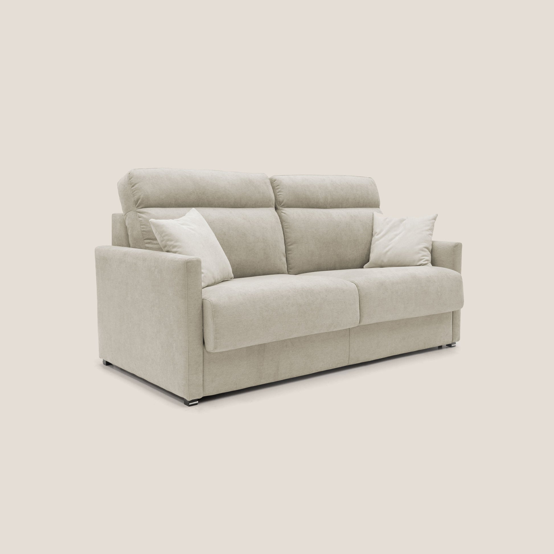 Divano Letto 3 Posti 196x102x97 cm in Tessuto Panna