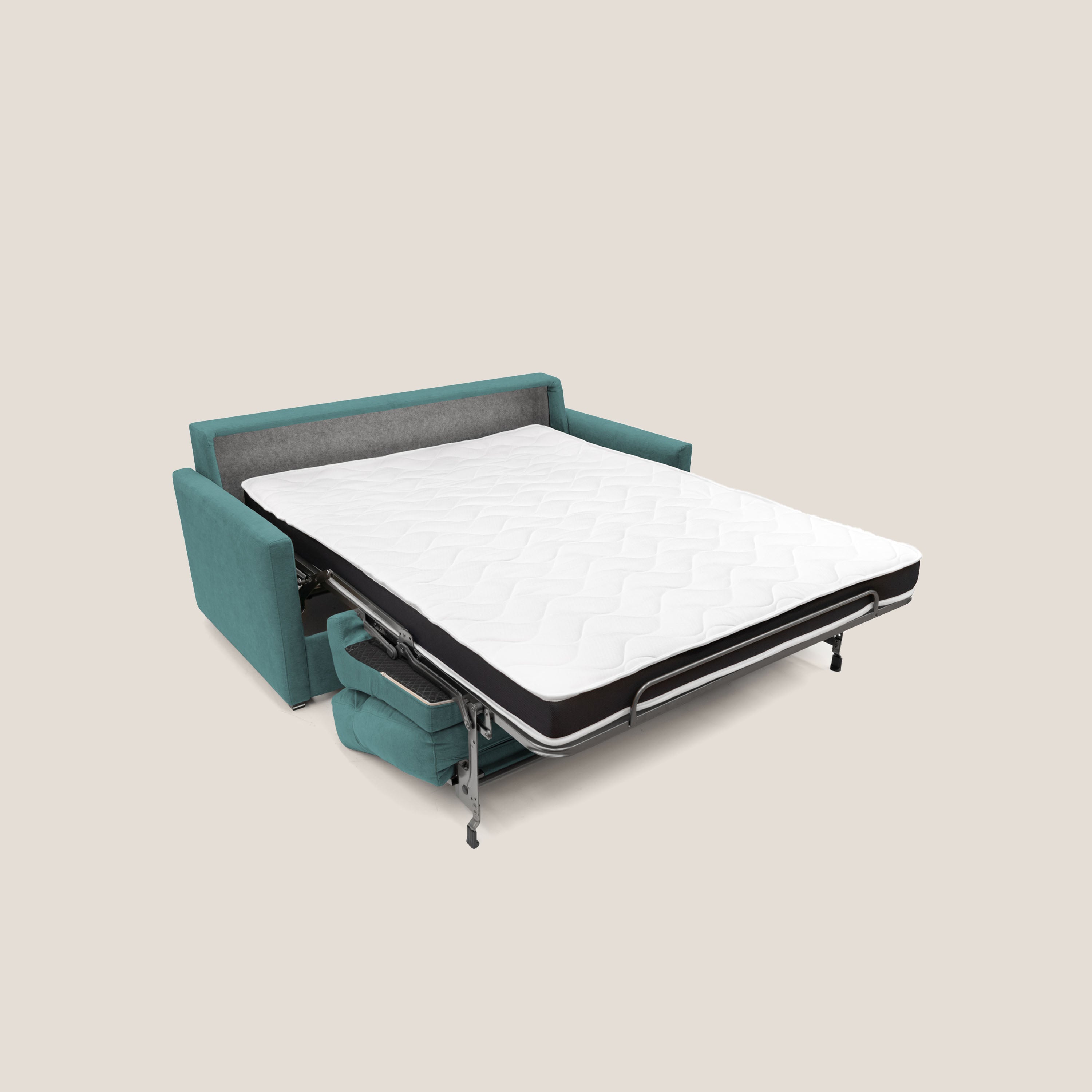 Divano Letto 2 Posti 156x102x97 cm in Tessuto Petrolio