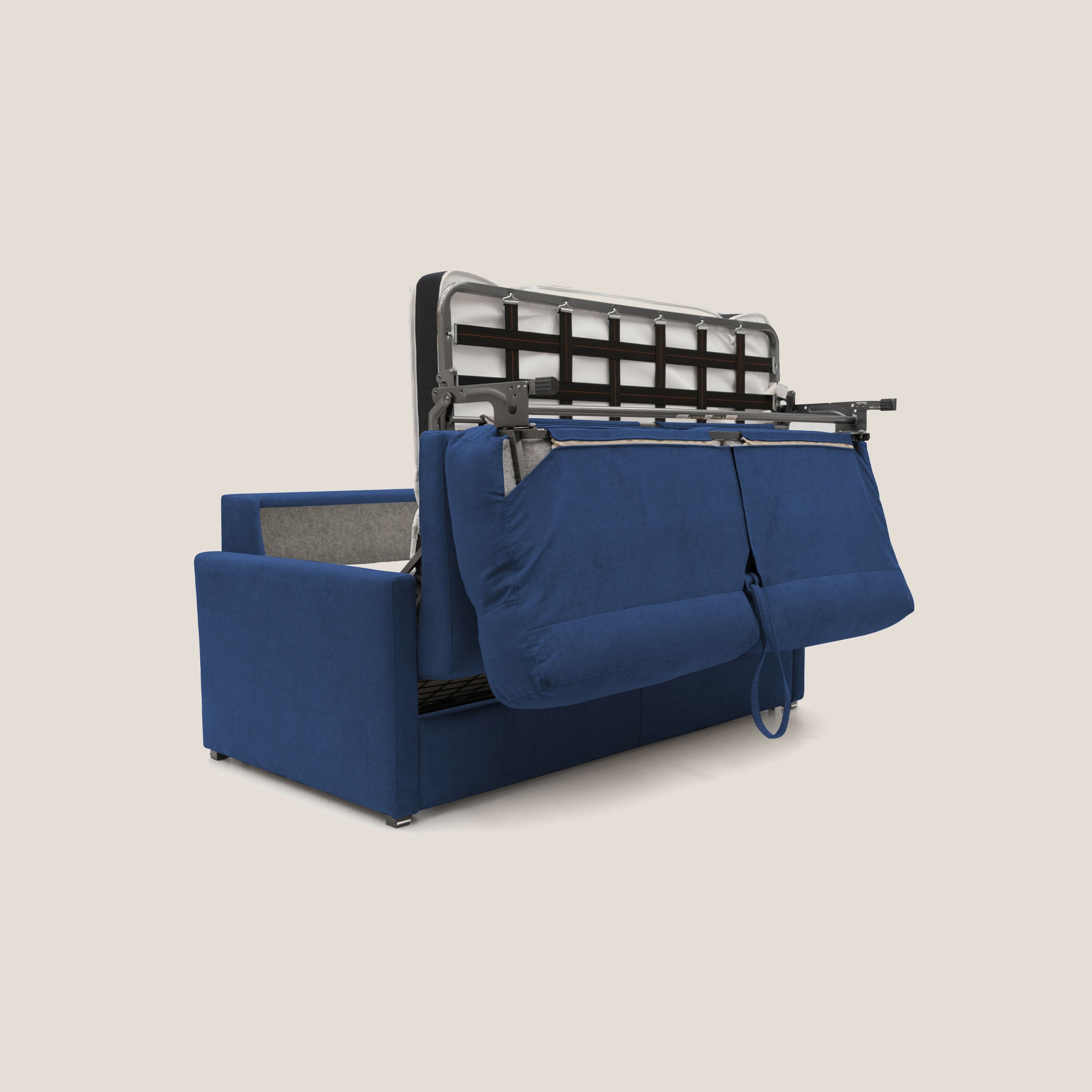 Divano Letto 3 Posti 196x102x97 cm in Tessuto Blu