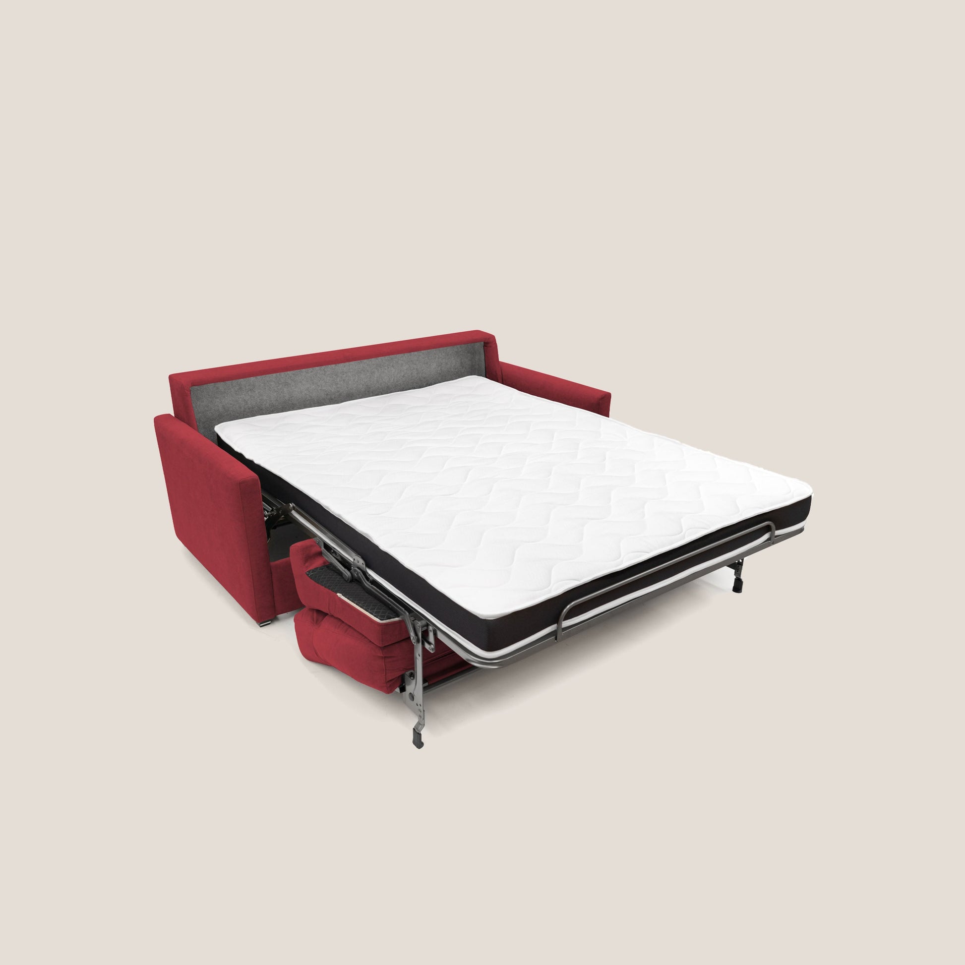 Divano Letto 3 Posti 196x102x97 cm in Tessuto Rosso