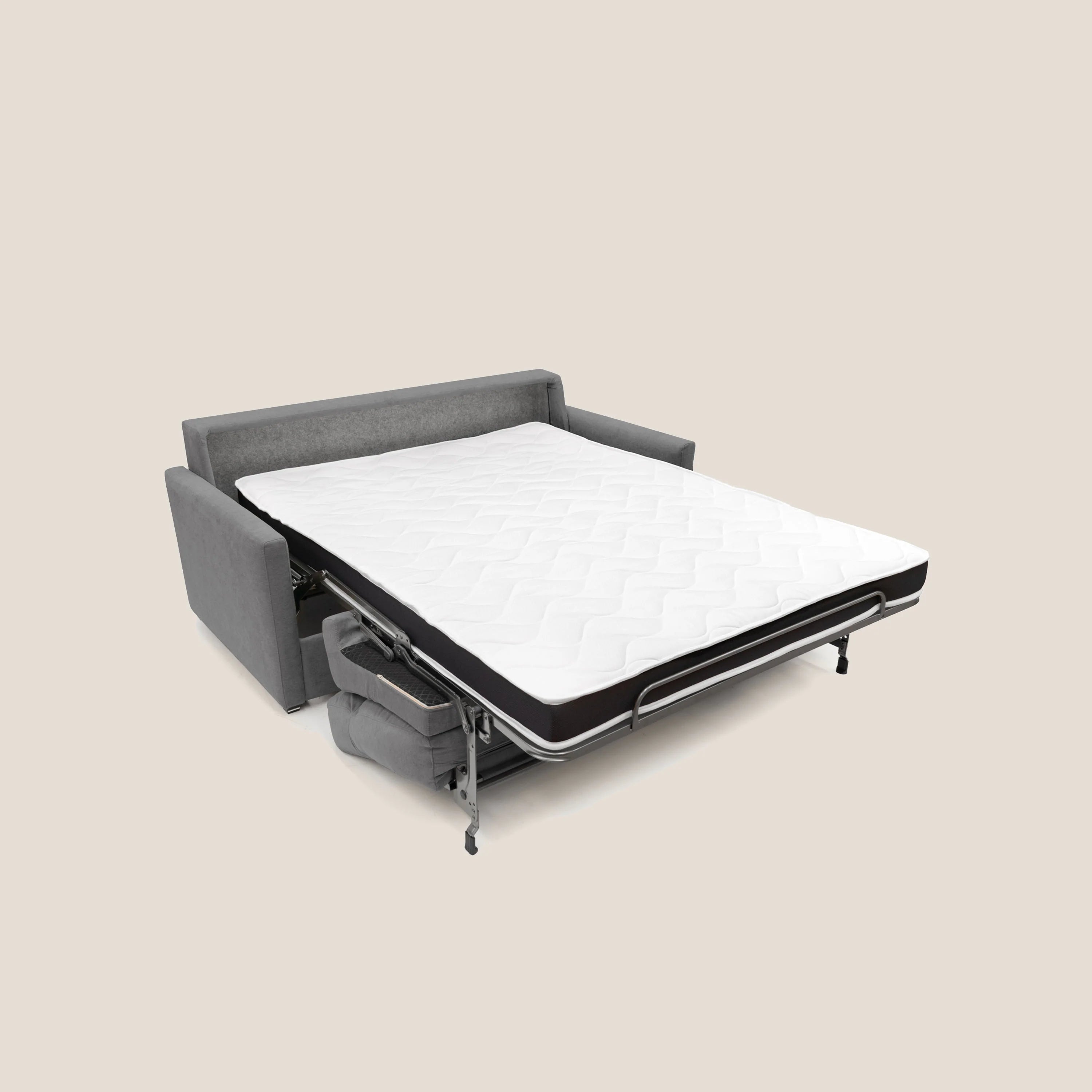 Divano Letto 3 Posti 196x102x97 cm in Tessuto Grigio