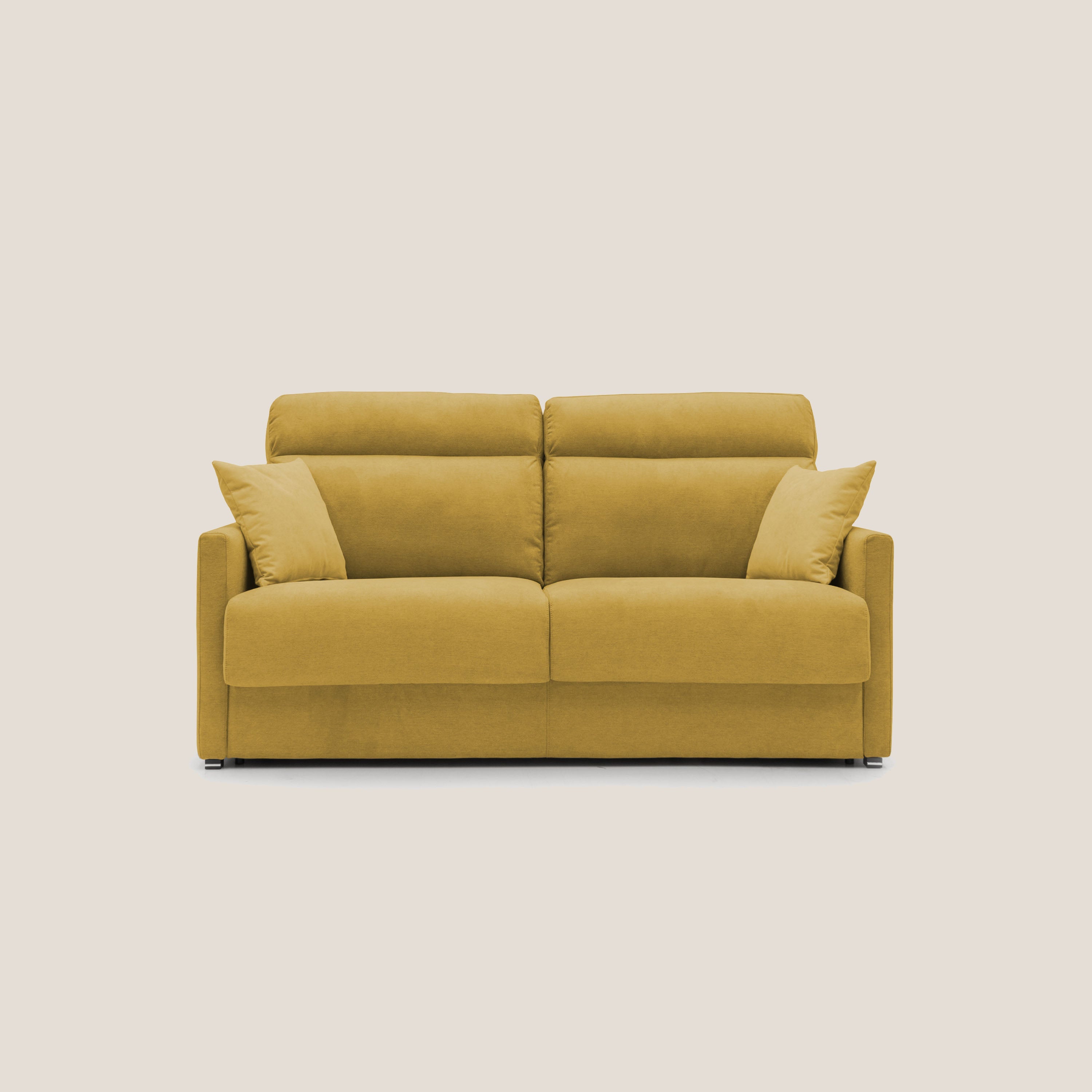 Divano Letto 2 Posti 176x102x97 cm in Tessuto Giallo