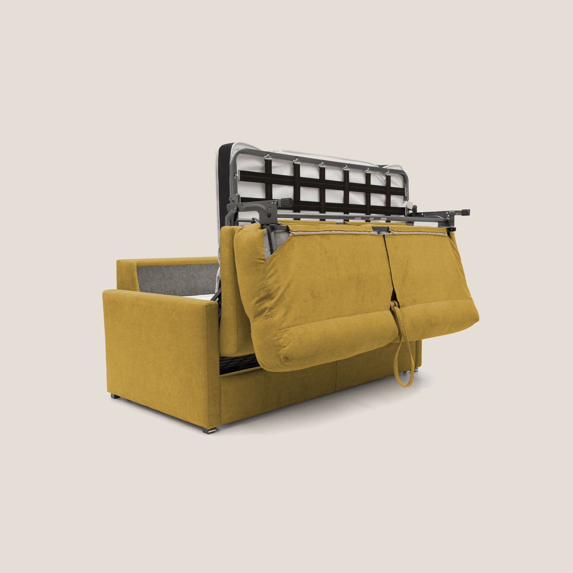 Divano Letto 3 Posti 196x102x97 cm in Tessuto Giallo