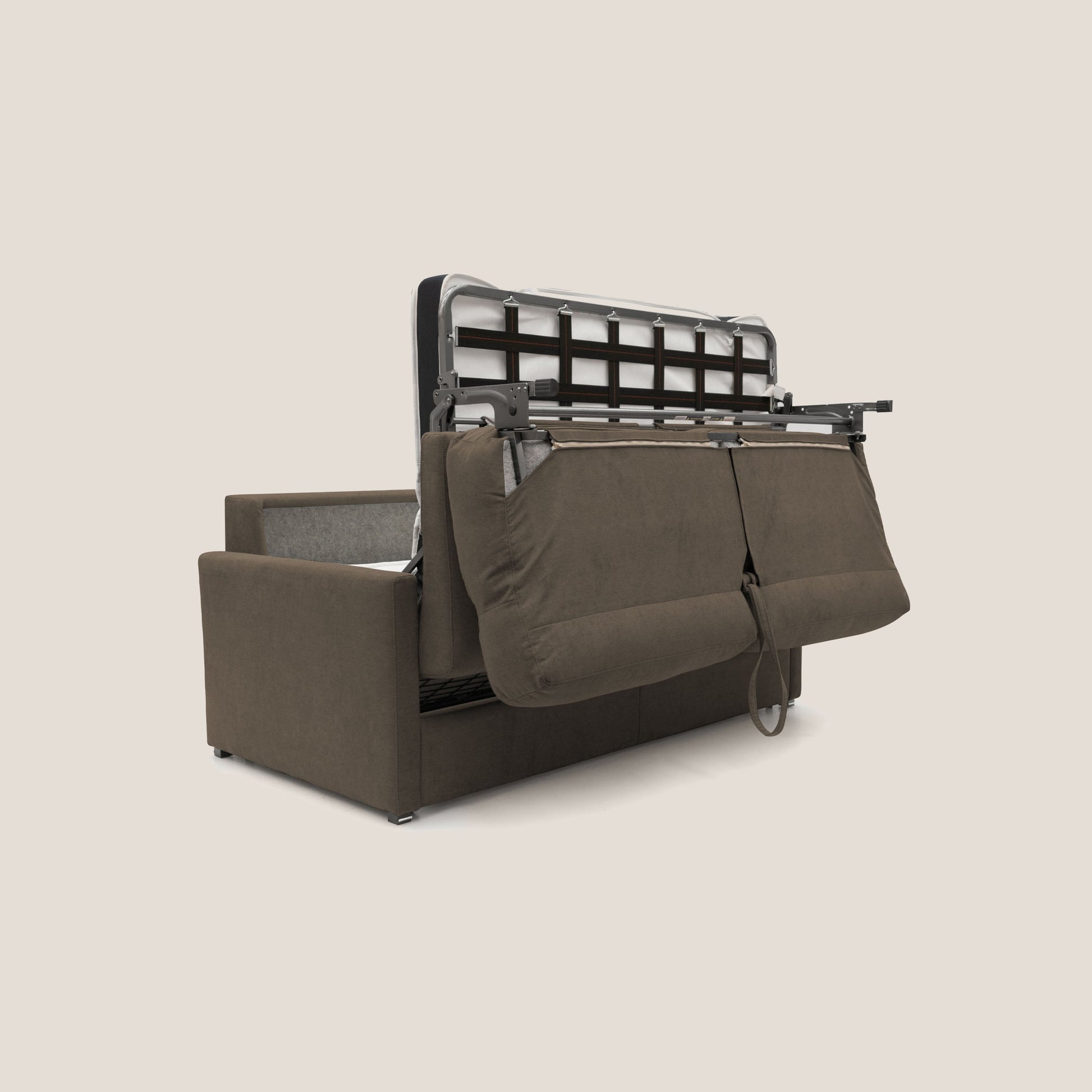 Divano Letto 2 Posti 156x102x97 cm in Tessuto Marrone