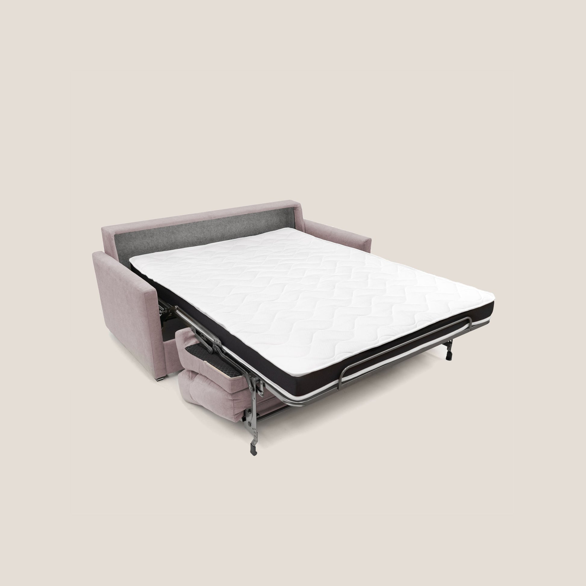 Divano Letto 3 Posti 196x102x97 cm in Tessuto Rosa
