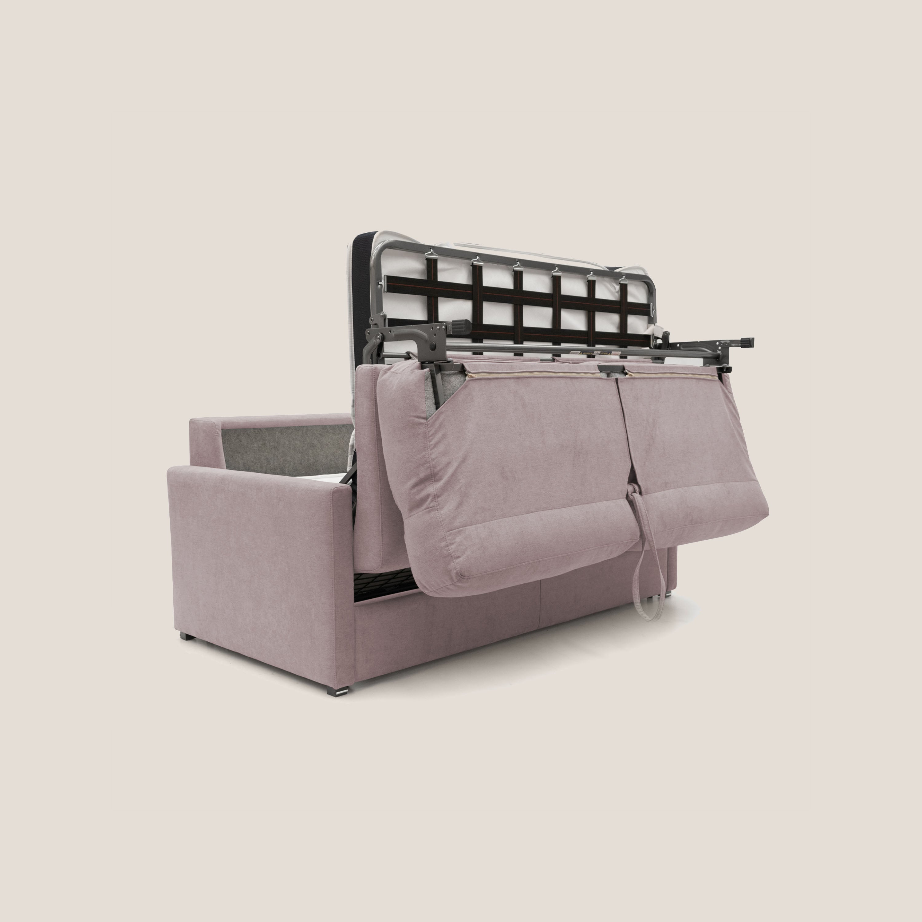 Divano Letto 2 Posti 156x102x97 cm in Tessuto Rosa