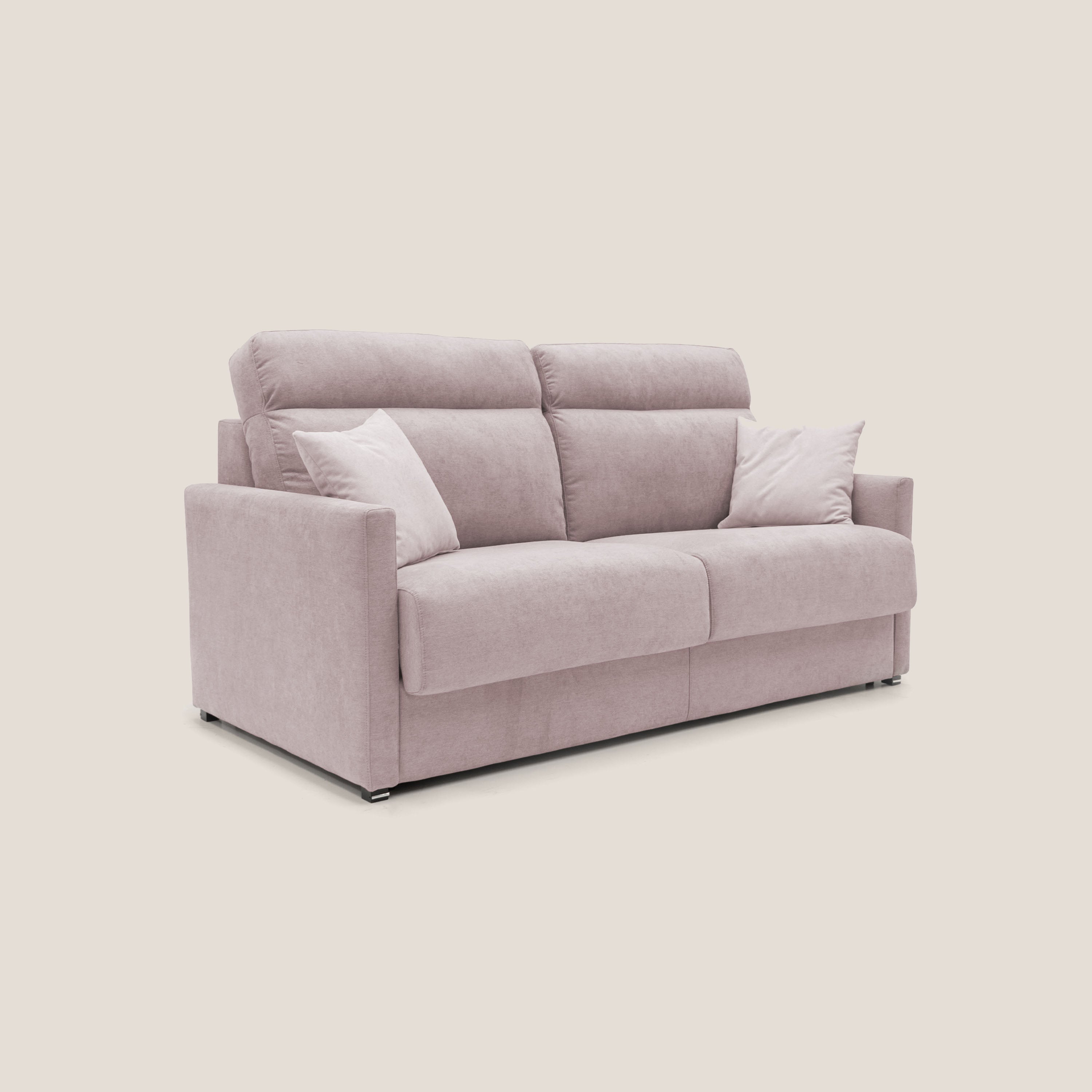 Divano Letto 3 Posti 196x102x97 cm in Tessuto Rosa