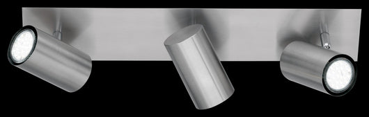 MARLEY BARRA 3 SPOTS CILINDRI COLORE  NICHEL OPACO CM48 3 LUCI ATTACCO GU10