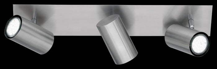 MARLEY BARRA 3 SPOTS CILINDRI COLORE  NICHEL OPACO CM48 3 LUCI ATTACCO GU10