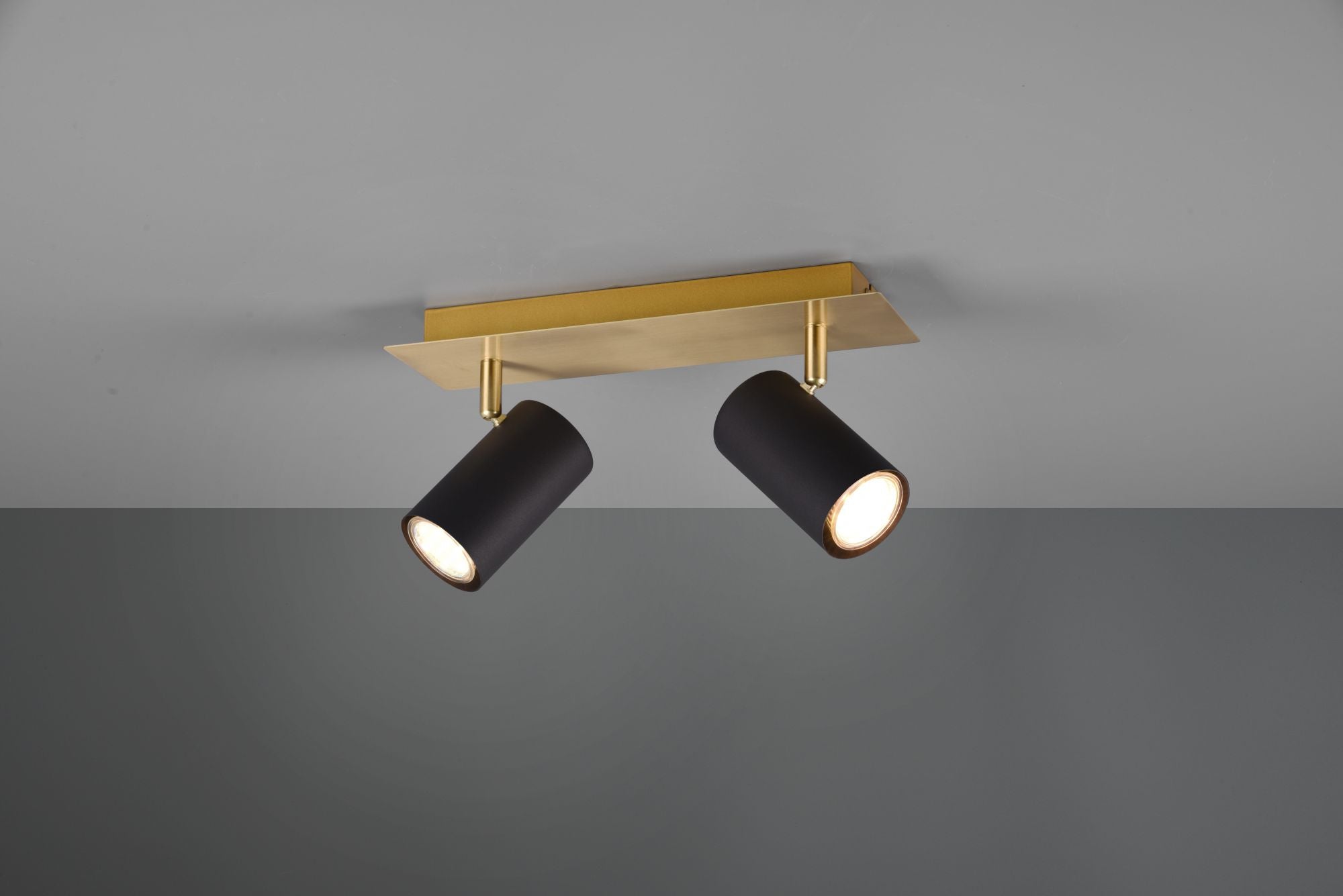MARLEY BARRA BASE ORO CON 2 SPOTS CILINDRI NERO L. 30CM 2 LUCI ATTACCO GU10