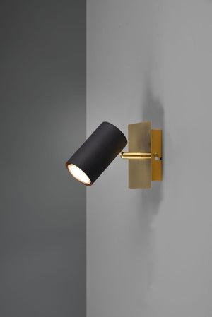 MARLEY SPOT BASE ORO CON CILINDRO NERO L. 15CM 1 LUCE ATTACCO GU10