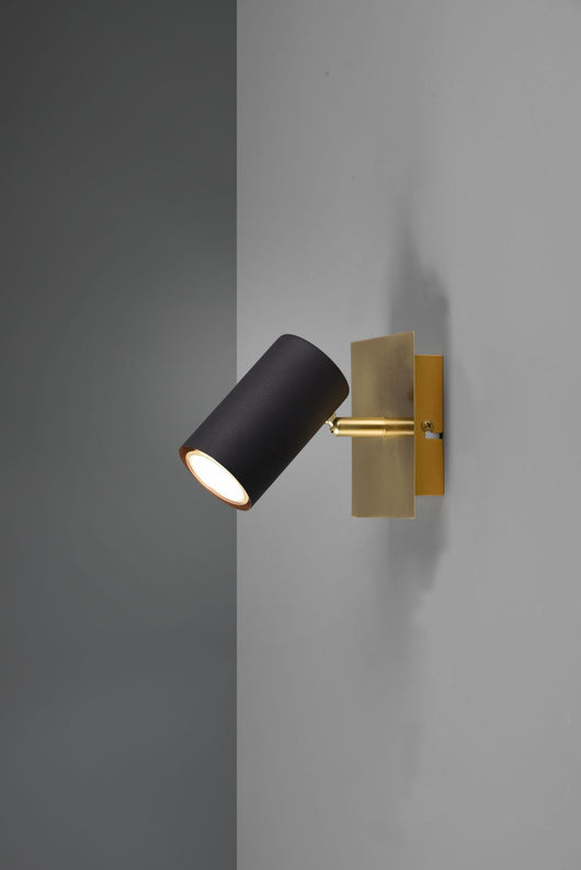 MARLEY SPOT BASE ORO CON CILINDRO NERO L. 15CM 1 LUCE ATTACCO GU10