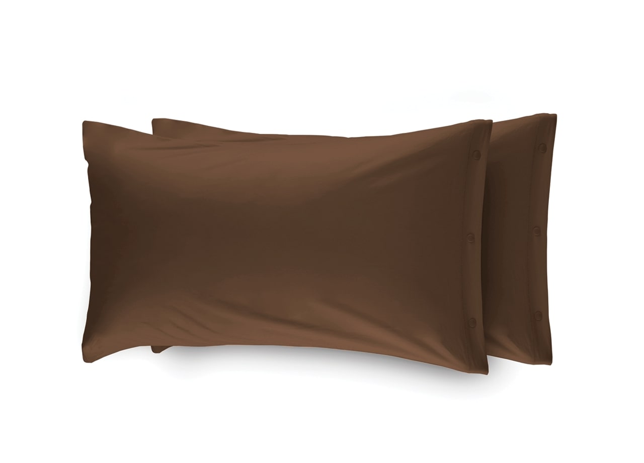 Completo Lenzuola In 100% Cotone In Tinta Unita Made In Italy - Francese - Marrone