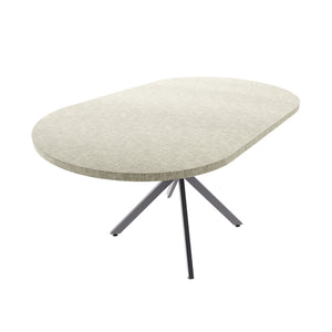 Marui Small - Tavolo da pranzo ovale 150x90 cm in Legno Testurizzato con Piede Centrale in metallo Kiso