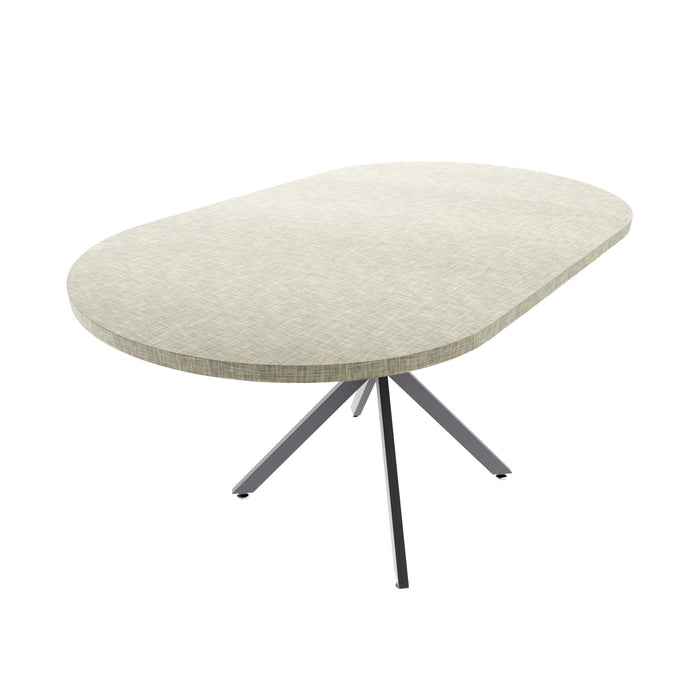 Marui Small - Tavolo da pranzo ovale 150x90 cm in Legno Testurizzato con Piede Centrale in metallo Kiso