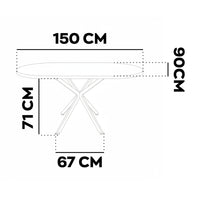 Marui Small - Tavolo da pranzo ovale 150x90 cm in Legno Testurizzato con Piede Centrale in metallo Kiso