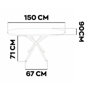 Marui Small - Tavolo da pranzo ovale 150x90 cm in Legno Testurizzato con Piede Centrale in metallo Kiso