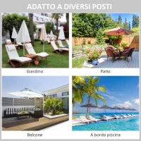 Ombrellone Doppio 2.7x2.7 m con Meccanismo a Manovella, in Legno, Bambù e Poliestere, Bianco