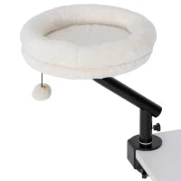 Letto da Scrivania Girevole per Gatti, Imbottito e Lavabile, con Altezza Regolabile, Crema