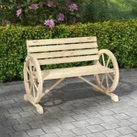 Panca da Giardino con Design a Ruota per 2 Persone in Legno di Abete Scuro Naturale 105,5 x 56 x 79 cm, Naturale
