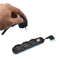 Multipresa 9 posti con 3 uscite polivalenti e 6 bipasso 10/16a lunghezza 1.5mt