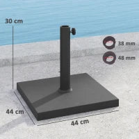 Base per Ombrellone Quadrata da 14.5 kg con Manovella, in HDPE e Cemento, 44x44x30 cm, Nero