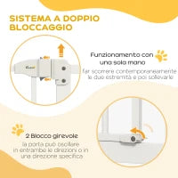 Cancelletto per Cani Estensibile con 4 Viti Regolabili, in Metallo e Plastica, 74-100x78 cm, Bianco