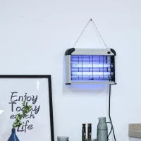 Lampada Antizanzare Elettroinsetticida da Esterno e Interno, Zanzariera Elettrica con Lampada Antizanzare UV per 60m², 20W, Nero e Argento