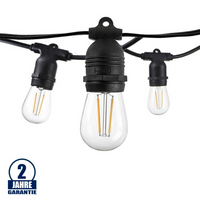 Catena luminosa da esterno 15 portalampade e27 14,4mt prese fisse lampadine non incluse
