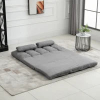 Divano Moderno 2 in 1, Schienale Reclinabile su 7 Livelli e Cuscini, Divano per Soggiorno per TV, Giochi, Lettura, Yoga, Ufficio, 130x73x60 cm, Grigio Chiaro