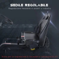 Go Kart a Pedali per Bambini 3-6 Anni con Sedile Regolabile, in Plastica e Ferro, 101.5x65.5x59.5 cm, Bianco e Nero