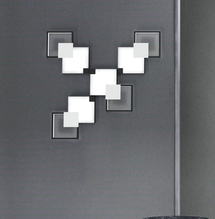 MEDEA-32 B Lampada da parete 32cm led struttura nera e bianca in metallo diffusore acrilico satinato, 43W, 3000K, 2786L