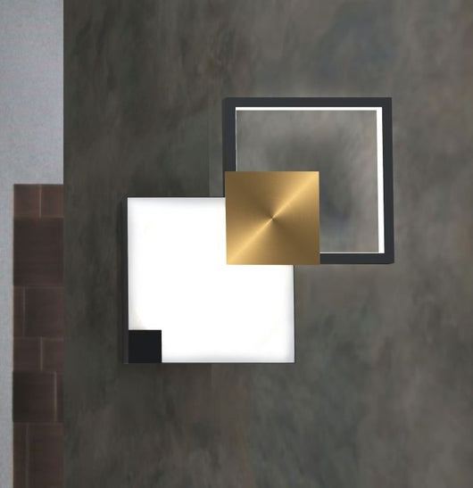 MEDEA-32 OS Lampada da parete 32cm led struttura nera e ottone spazzolato in metallo diffusore acrilico satinato, 43W, 3000K, 2786L