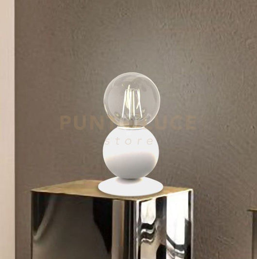 MELINA-L B Lampada da tavolo 1 luce sfera in metallo bianco opaco lampadina E27 Inclusa