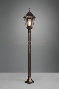 MELLA PALO DA ESTERNO 6 LATI FUSIONE DI ALLUMINIO RUGGINE E VETRO TRASPARENTE H. 120CM IP44 1 LUCE ATTACCO E27