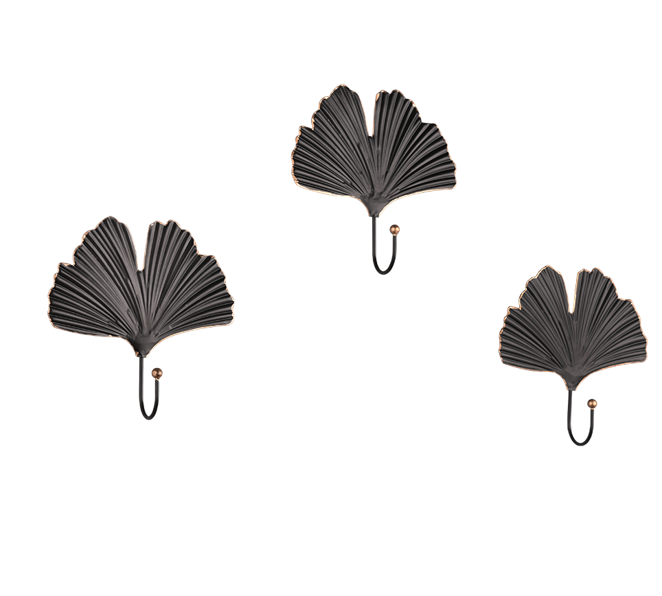 MERLE KIT 3 APPENDI ABITI METALLO NERO E ORO 15X15CM