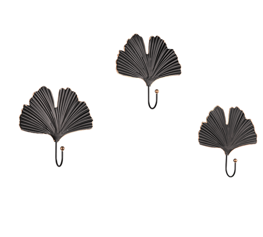 MERLE KIT 3 APPENDI ABITI METALLO NERO E ORO 15X15CM