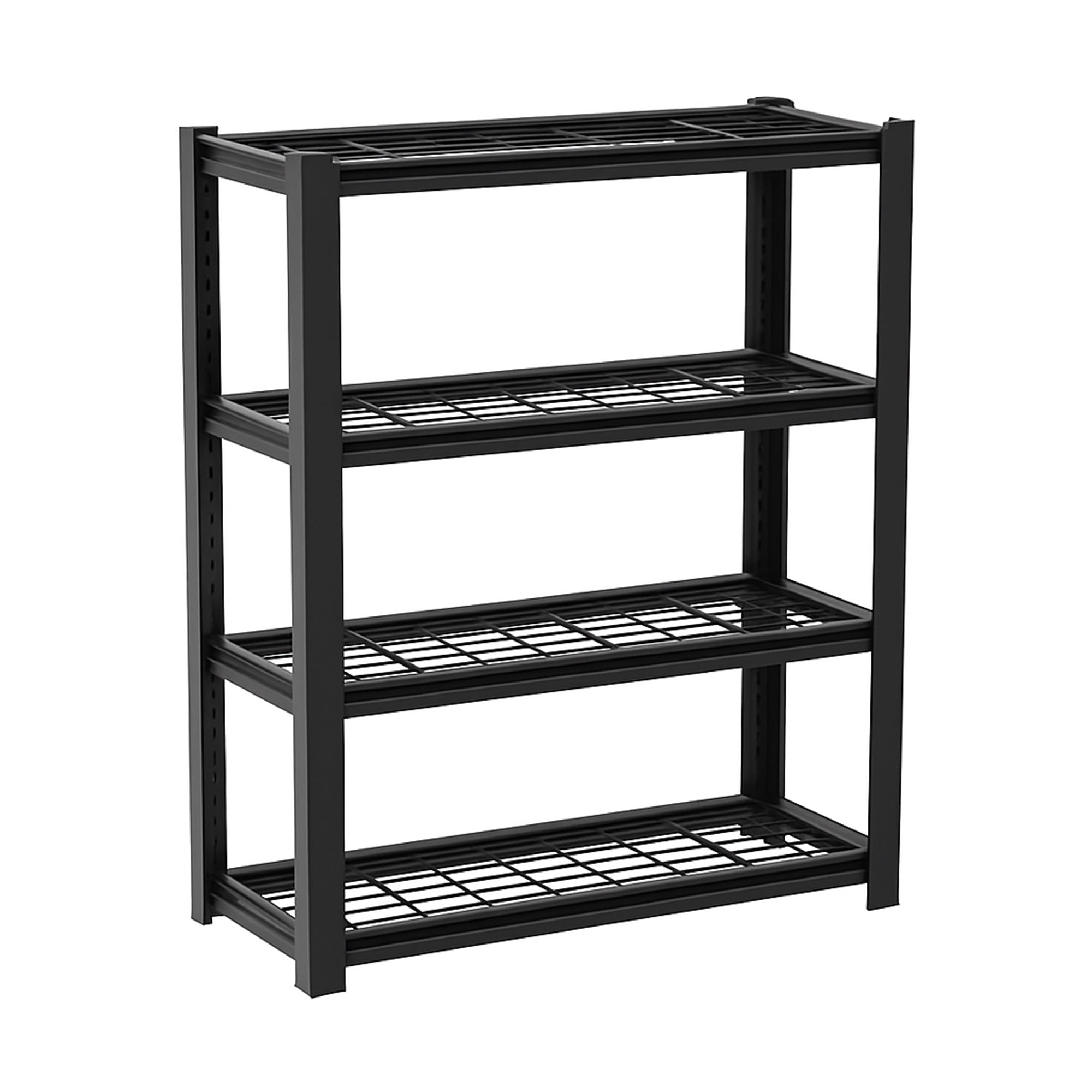 Mesh 150 - Scaffale in Metallo 150x100x50 cm con 4 Ripiani in Reticolato Portata 1365Kg Nero
