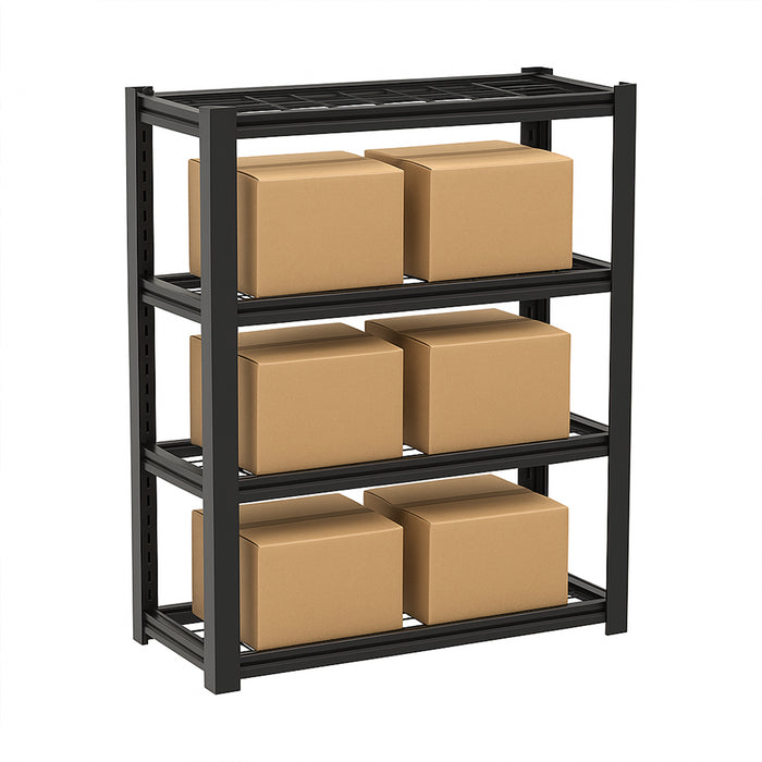 Mesh 150 - Scaffale in Metallo 150x100x50 cm con 4 Ripiani in Reticolato Portata 1365Kg Nero