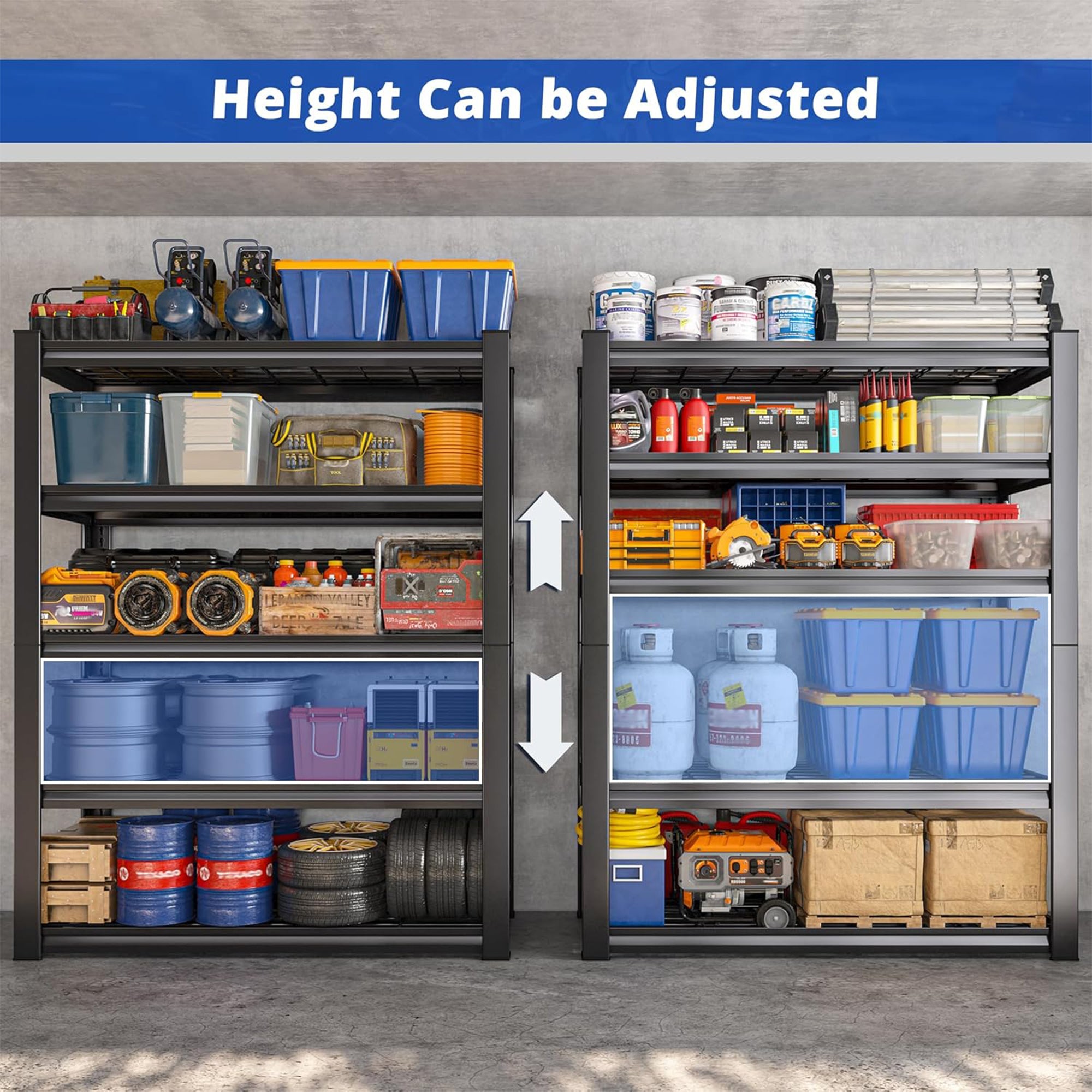 Mesh 150 - Scaffale in Metallo 150x100x50 cm con 4 Ripiani in Reticolato Portata 1365Kg Nero