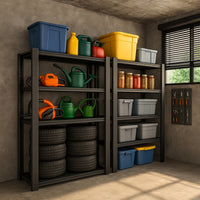 Mesh 150 - Scaffale in Metallo 150x100x50 cm con 4 Ripiani in Reticolato Portata 1365Kg Nero