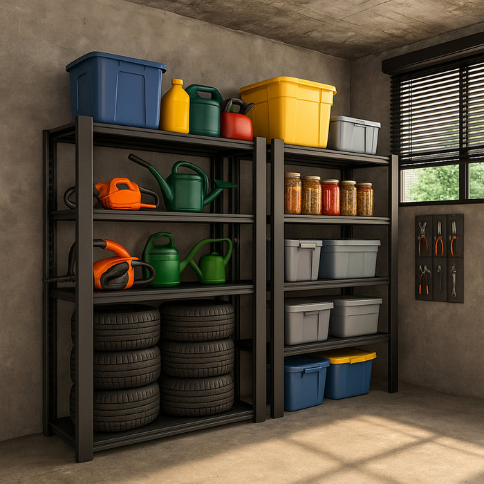 Mesh 150 - Scaffale in Metallo 150x100x50 cm con 4 Ripiani in Reticolato Portata 1365Kg Nero