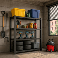 Mesh 150 - Scaffale in Metallo 150x100x50 cm con 4 Ripiani in Reticolato Portata 1365Kg Nero